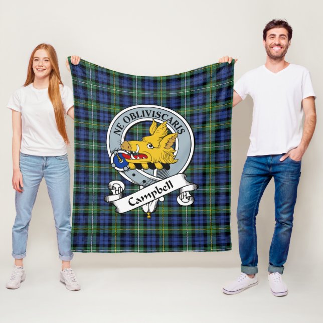 Manta Polar Campbell Argyll Ancient Clan Badge Tartan Plaid (In situ)