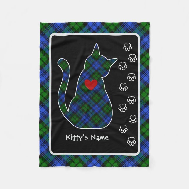 Manta Polar Campbell Tartan Kitty Personalizada (Anverso)