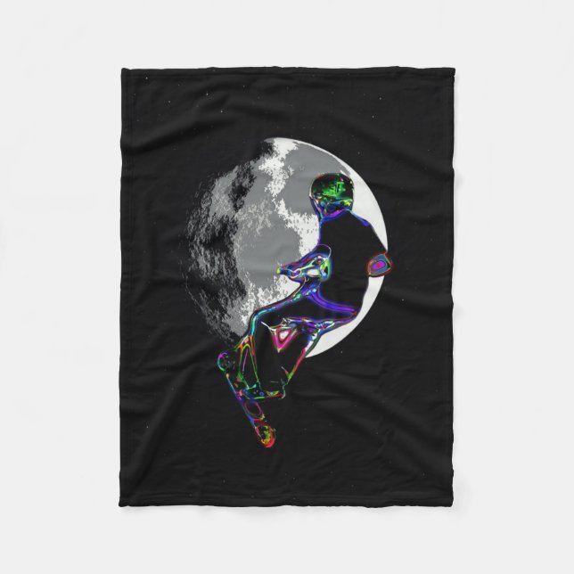 Manta Polar Campeón Scooter iluminado por la luna - Arte Scoot (Anverso)