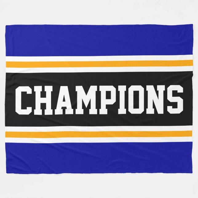 Manta Polar CAMPEONES Bandas amarillas reales azules (Frente (Horizontal))