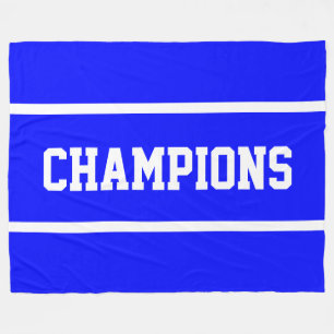 Manta Polar CAMPEONES divertido azul real deportivo texto raya