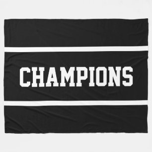Manta Polar CAMPEONES Negrita Deportivo Texto Blanco Rayas