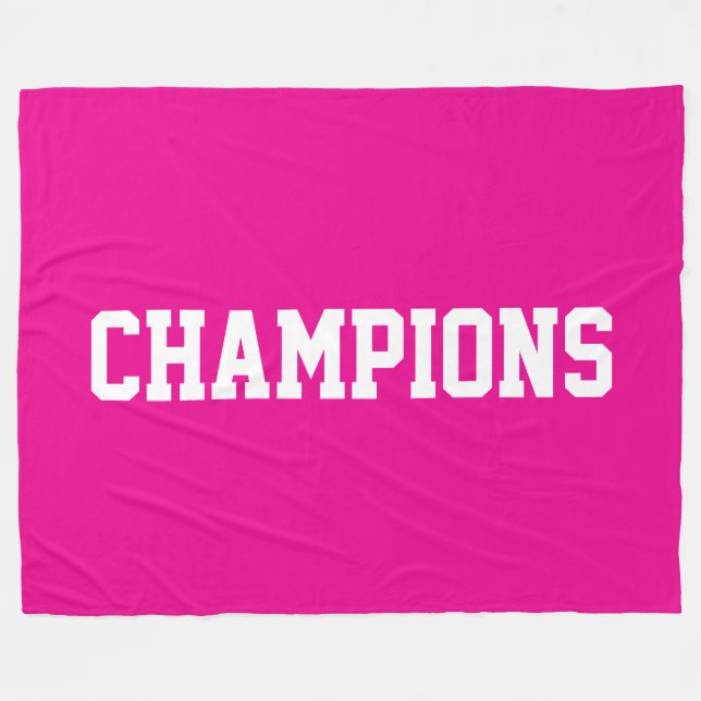 Manta Polar CAMPEONES Texto Blanco Atlético Sobre Rosa Brillan (Frente (Horizontal))
