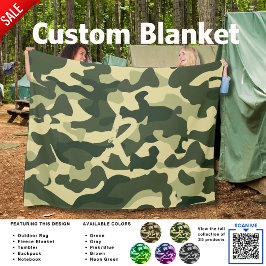 Manta Polar Camping Blanket Camouflage Añadir a los niños adol