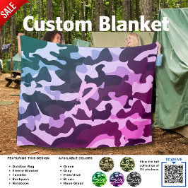 Manta Polar Camping Blanket Camouflage Añadir a los niños adol