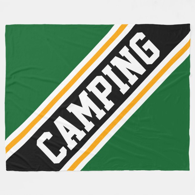 Manta Polar CAMPING Forest Green Yellow Black Carreras Stripes (Frente (Horizontal))