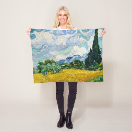 Manta Polar Campo de trigo Van Gogh con cipreses. Impresionism