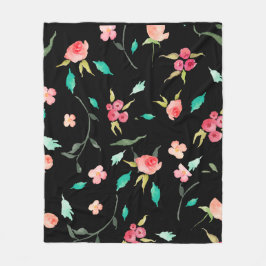 Manta Polar Campos de flor combinados de la acuarela del paño