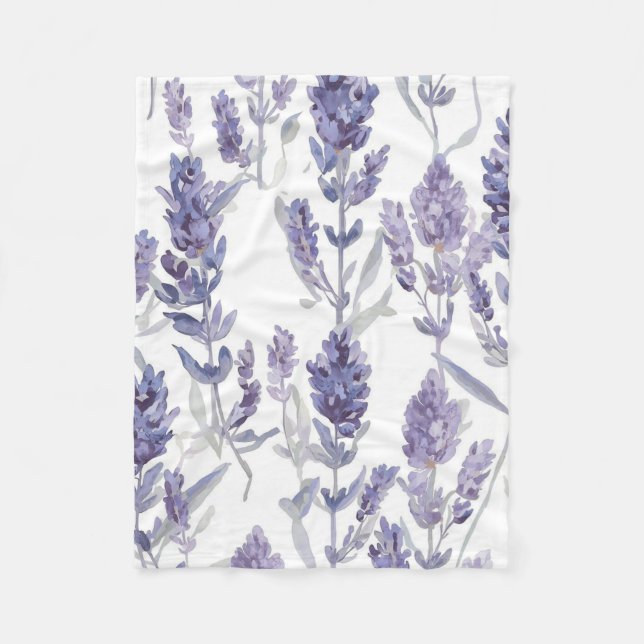 Manta Polar Campos de lavanda | Patrón de flores de acuarela p (Anverso)