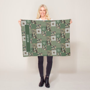 Manta Polar Camuflaje de pesca Camo Patchwork Khaki Green