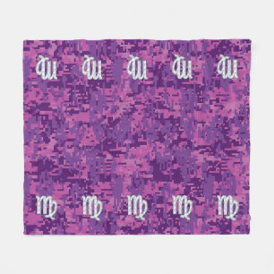 Manta Polar Camuflaje digital Virgo Zodiac Rótulo Rosa Fuchsia