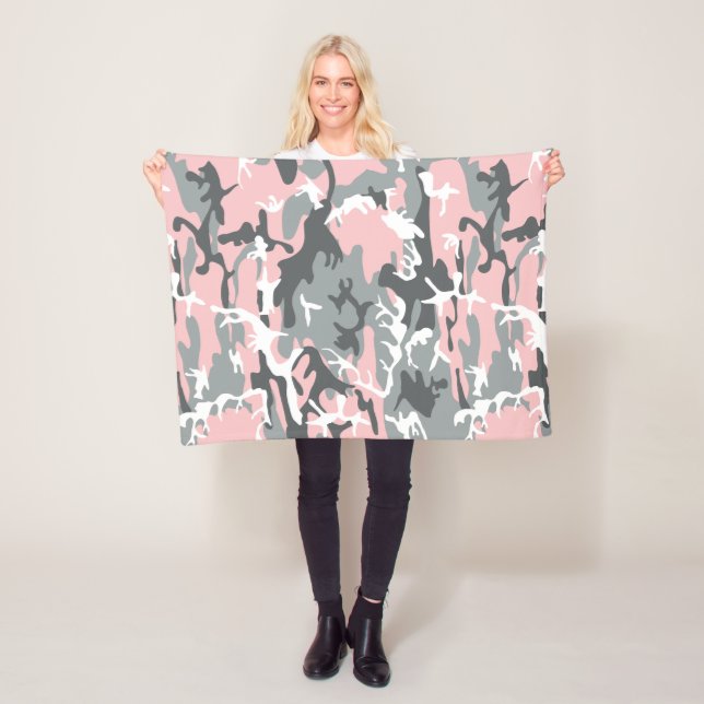 Manta Polar Camuflaje rosa y gris, ejército, ejército (In situ)