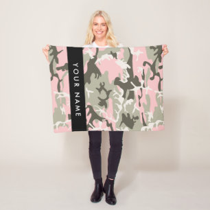 Manta Polar Camuflaje rosa y verde Tu nombre Personaliza