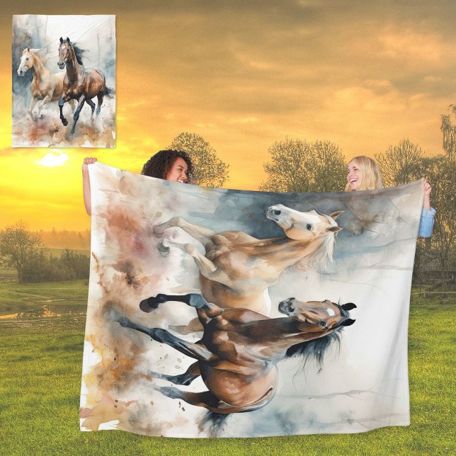 Manta Polar Cañada de la Fleece Western Wilses Horses (Subido por el creador)