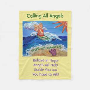 Manta Polar Cáncer Angel Chemo Personalizado Fuzzy Fleece Blan