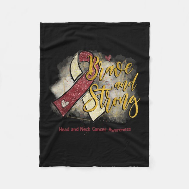 Manta Polar Cáncer De Cuello De Cabeza Fuerte Y Valiente (Anverso)