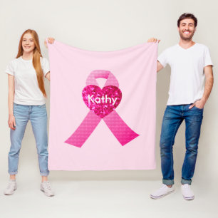 Manta Polar Cáncer de Mama Cinta Cinta de Corazón Rosa Persona