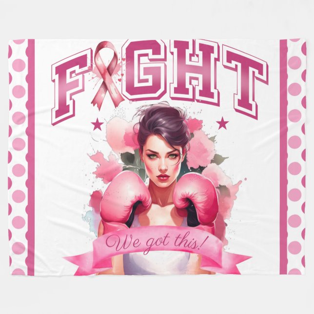 Manta Polar Cáncer de Mama Floral Rosa y Bonito (Frente (Horizontal))