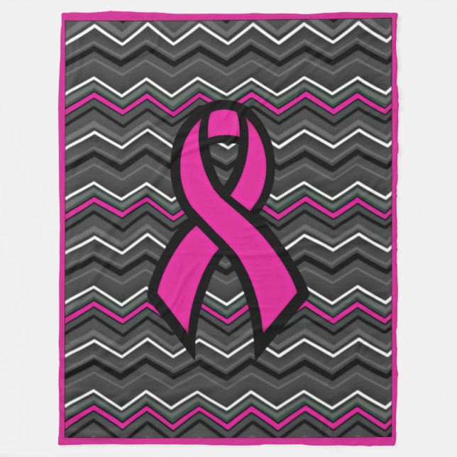 Manta Polar Cáncer de Mama Zig Zag Rosa (Anverso)