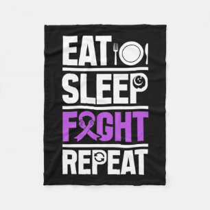 Manta Polar Cáncer Pancreático Eat Sleep Fight Purple Ribbon