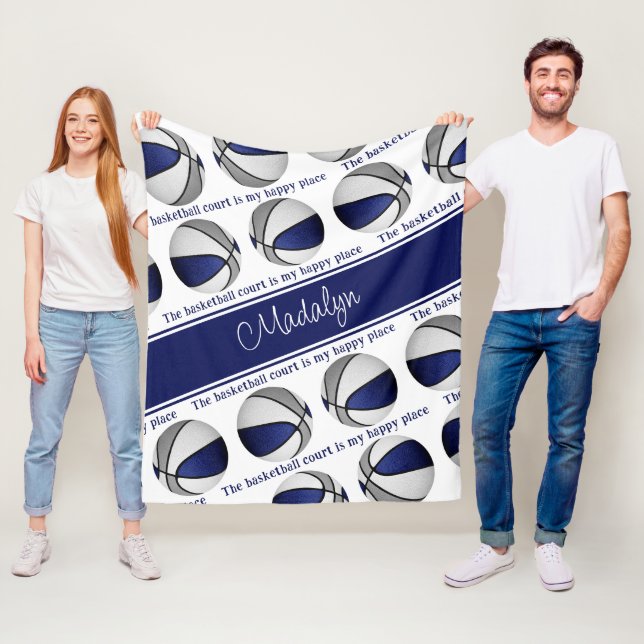 Manta Polar cancha de baloncesto mi lugar feliz chicas azul gr (In situ)