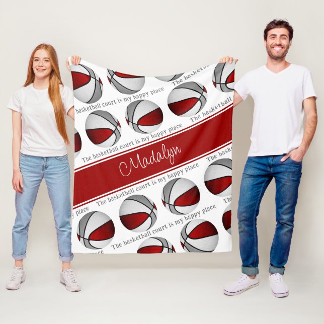 Manta Polar cancha de baloncesto mi lugar feliz chicas gris ro (In situ)