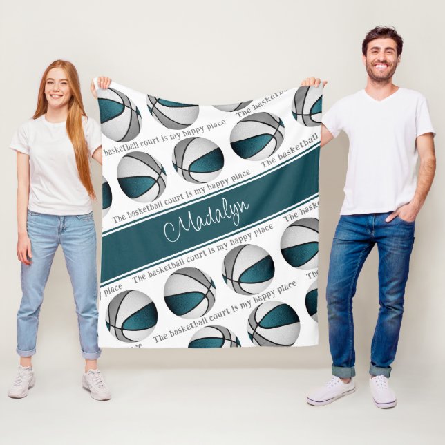 Manta Polar cancha de baloncesto mi lugar feliz chicas gris ve (In situ)