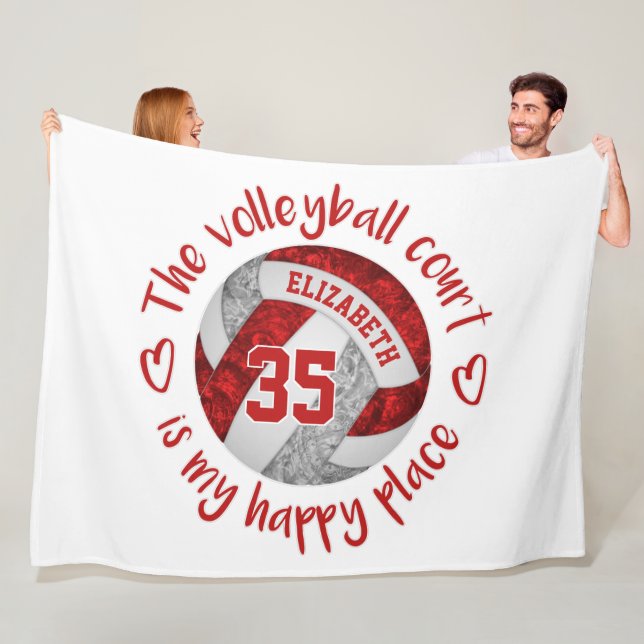 Manta Polar cancha de voleibol gris rojo lugar feliz personali (In situ)