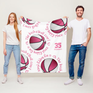 Manta Polar cancha rosa blanca de baloncesto mi feliz lugar ch