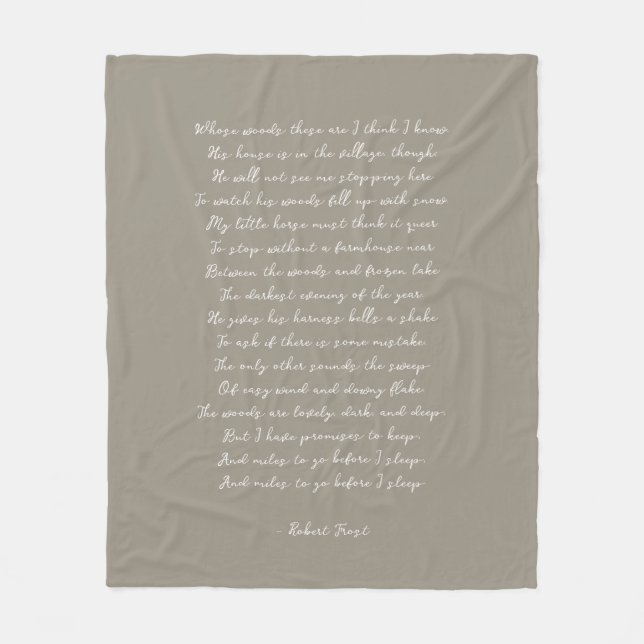 Manta Polar Canción de poema personalizado marrón claro Letra  (Anverso)