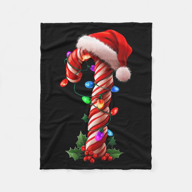 Manta Polar Candy Cane Christmas Design Boys Girls Kids Adults (Anverso)