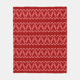 Manta Polar Candy Cane Hearts Stripes on Red - Navidades