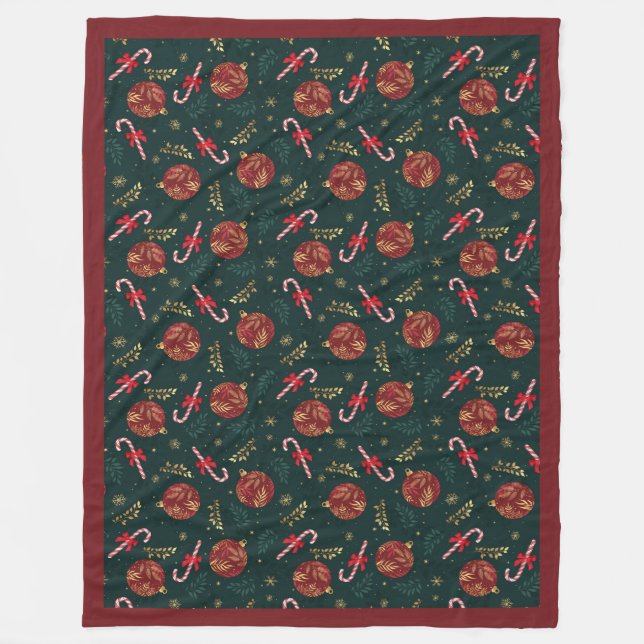 Manta Polar Candy Canes Snowflex Navidades rojos Saltos verdes (Anverso)