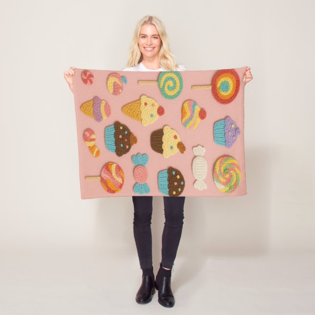 Manta Polar Candyland Faux Crochet Fleece Blanket-Kids&Nursery (In situ)