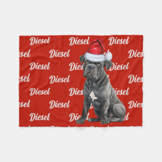 Manta Polar Cane Corso Dog con Navidades con marca de nombres