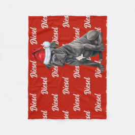 Manta Polar Cane Corso Dog con Navidades con marca de nombres