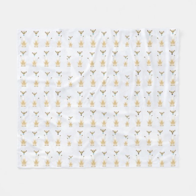 Manta Polar Cañeta de flores de Siamese (Frente (Horizontal))