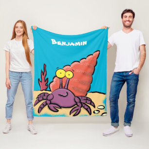 Manta Polar Cangrejo ermitaño gracioso personalizado morado