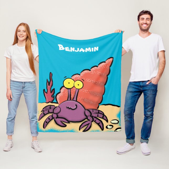 Manta Polar Cangrejo ermitaño gracioso personalizado morado (In situ)