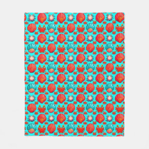 Manta Polar Cangrejos de Dibujos Animados Divertidos y Patrón 