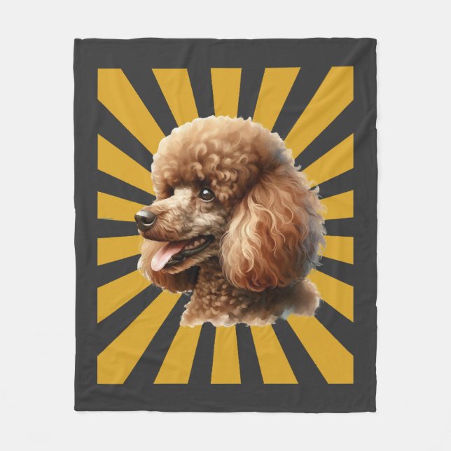 Manta Polar Caniche estándar marrón Retro Sunburst (Anverso)