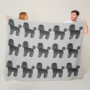 Manta Polar Caniches de juguete negros sobre fondo gris