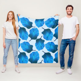 Manta Polar Canna Tropicanna Las hojas tropicales en azul