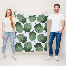 Manta Polar Canna Tropicanna Tropical Leaves, Verde