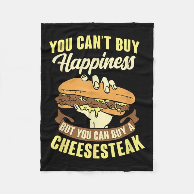 Manta Polar Cant Buy Happiness Comprar un Cheesesteak (Anverso)