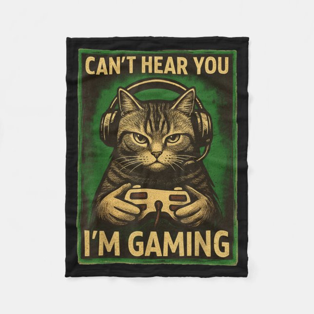 Manta Polar Can't Hear You I'm Gaming Funny Gamer Cat Playing  (Anverso)