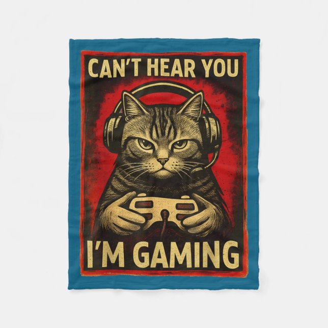 Manta Polar Can't Hear You I'm Gaming Funny Gamer Cat Playing  (Anverso)