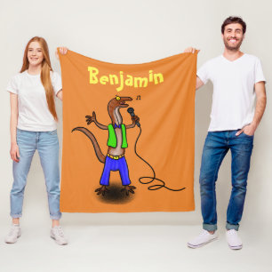 Manta Polar Canto gracioso de lagarto con personalizado de mic