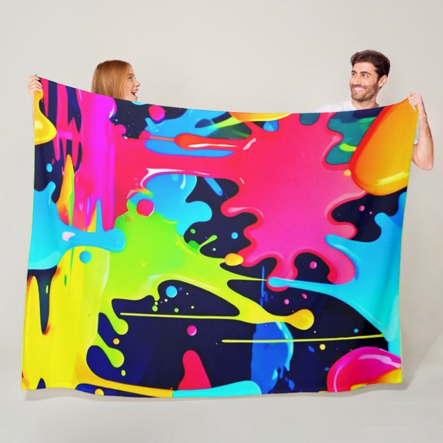 Manta Polar Caos de salpicaduras de pintura de neón (In situ)