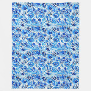 Manta Polar Caperas de pavo real blancas azules